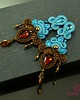kolczyki soutache Klipsy - Turkusowo brązowe kandelabrowe kolczyki sutasz 1