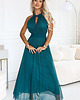 sukienki maxi damskie 662-4 Elegancka sukienka wieczorowa maxi halter z tiulem i wiązaniem w talii 4