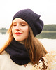 czapki damskie Granatowa czapka beret z alpaki Parisian Chic 3