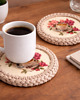 makramy Drewniana Podkładka Baza Spód 10cm pod Kubek Szklankę KAWA do Szydełkowania 4