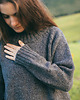 swetry damskie  TAJRA - Oversizowy Sweter z Golfem Szary Melanżowy 100% Wełny Merino 2