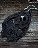 wisiory Czarny naszyjnik soutache z koronkowym kwiatem 3