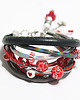 bransoletki - inne Bransoletka - Czerwono - szara, koraliki - rzemienie 1