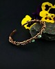 bransoletki wire wrapping Miedziana bransoleta mankietowa z turkusem i turmalinem 6