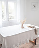 obrusy i serwetki Lniany obrus z falbanką  heavy linen PURE WHITE 1