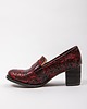 półbuty damskie PÓŁBUTY NA 6 CM SŁUPKU - SKÓRA NATURALNA - MODEL 250-CZARNO-CZERWONY MARMUR 2