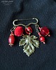 broszki Broszka niezwykła na agrafce w modnym stylu Boho handmade. Czerwono-złota 2
