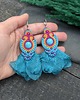 kolczyki soutache Kolczyki sutasz róż turkus pomarańcz wiosenne z howlitem Ballerina 1