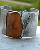 bransoletki wire wrapping Bursztyn / chalcedon -  bransoleta mankiet CUFF 1
