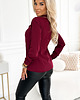 bluzki z długim rękawem damskie 140-23 Biznesowa bluzka z długim rękawkiem i wiązaniem z przodu - BORDOWA 2