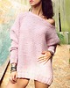 swetry damskie  Sweter handmade oversize  z wełną  pudrowy róż 1