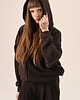 bluza z kapturem damska Brązowa bluza oversize krótka 3