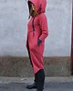 bluza z kapturem damska Płaszcz damski z kapturem,  bluza długa bawełniana malinowa 3