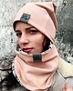 czapki damskie Cienka czapka damska z kominem wiosenna w kwiaty niebieska 4