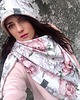 czapki damskie Cienka czapka damska z dużą chustą w kwiaty piwonie 1