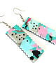 kolczyki z masy plastycznej Turkusowo różowe kolczyki geometryczne 3