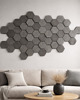 kafle i panele Heksagon Mozaika Panel na Ścianę Lamel SZARY Drewniany do Salonu Sypialni 1