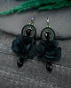 kolczyki soutache Kolczyki sutasz zielono czarne z kwiatami Bloom 2