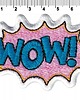 naszywki na ubrania Naszywka naprasowanka WOW NIEBIESKA termoprzylepna haft 7,8x5,5cm 1