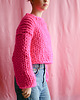 kardigany damskie 100% MERYNOS sweter neon pink 1