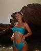 stroje kąpielowe i kostiumy kąpielowe damskie Komplet bikini turkusowy top bandeau z wiązaniem Manila 1