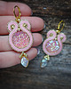 Biżuteria ślubna Migoczące kolczyki soutache- pudrowy róż 2