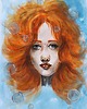 grafiki i ilustracje Portret Syrenka Ariel Akwarela Kobieta Rudowłosa Ruda Bańki Morze 30x42 2