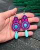 kolczyki soutache Kolczyki sutasz z howlitami turkusowo fioletowo fuksjowe Etno 1