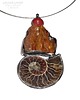 wisiory Bursztyn i skamielina amonit z Madagaskaru niezwykły wisior handmade prezent 8