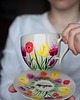filiżanki Filiżanka ceramiczna Kwiaty Tulipany Piwonie Gerbery 220 ml Prezent dla Niej 2