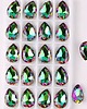 biżuteria różna Tunele do uszu łezki 10-100mm ze szklanym kryształkiem #059 Colorful Emerald 2