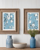 grafiki i ilustracje DWA PLAKATY niebieskie chinoiserie, kwiaty, kwitnąca jabłoń 2