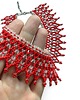 kolie Krywulka z czeskich koralików czerwona ażurowa kolia folk handmade 2