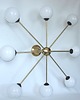 lampy wiszące Żyrandol Stilnovo style lata 60. Mosiądz, metal i szkło 8x E14 Vintage 5