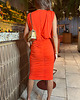 sukienki midi damskie Pomarańczowa sukienka midi z marszczoną spódnicą DA1767 BURNT ORANGE 4