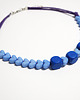 korale Naszyjnik - Niebieskie serca, drewniany 2