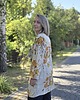 bluzki kimonowe damskie Kimono 100% len w kwiaty, wiązane paskiem. 3