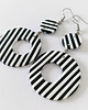 kolczyki z masy plastycznej Czarno Białe Geometryczne Kolczyki w Paski 1