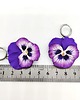 kolczyki z masy plastycznej Kolczyki bratki biało fioletowe wiszące handmade, kwiaty z gliny polimerowej 2