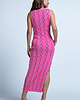 sukienki midi damskie Sukienka kolorowa midi z rozporkiem F1848 Różowy 2