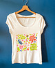 t-shirt damskie Autorski ręcznie stemplowany t-shirt z motywem kwiatowym XL 5