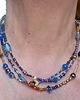 chokery Kobalt i złoto w naszyjniku boho z mnóstwa drobnych koralików super PREZENT 4