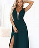 sukienki maxi damskie 648-1 Modna suknia maxi podkreślająca sylwetkę - butelkowa zieleń 2