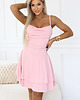 sukienki mini damskie 677-2 Sukienka na ramiączkach z dekoltem typu woda - cukierkowy róż 4
