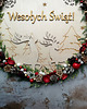wianki bożonarodzeniowe Drewniany Wianek Świąteczny z Napisem "Wesołych Świąt!" 3