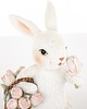 ozdoby wielkanocne Figurka - biały królik 11x6,5x6,5 cm z koszykiem różowych tulipanów 1
