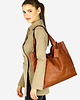 torby na ramię Duża torebka miejski shopper bag skóra naturalna brąz camel 3