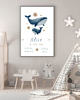 obrazy i plakaty do pokoju dziecięcego PLAKAT metryczka  WIELORYB personalizowany prezent 3