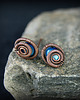 kolczyki wire wrapping Kolczyki niebieskie sztyfty z masą perłową 1