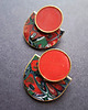 kolczyki z masy plastycznej Kolczyki zieleń w czerwieni no1 1